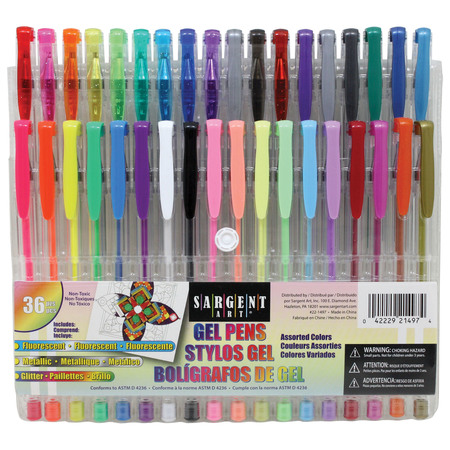 Sargent Art Gel Pens, Assorted Colors, PK36 22-1497